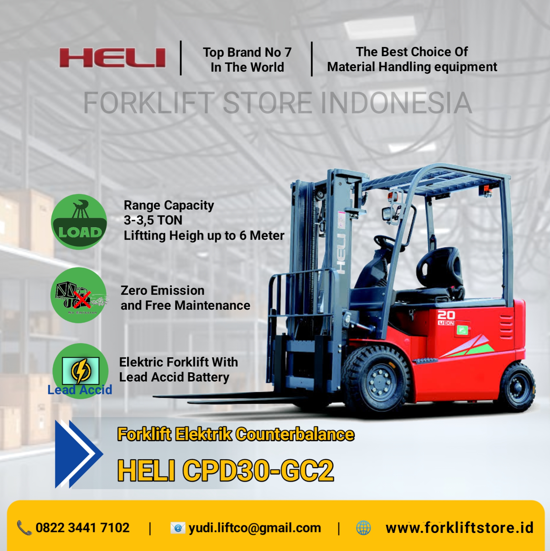 FORKLIFT ELEKTRIC 3 - 3,5 TON LEAD ACCID