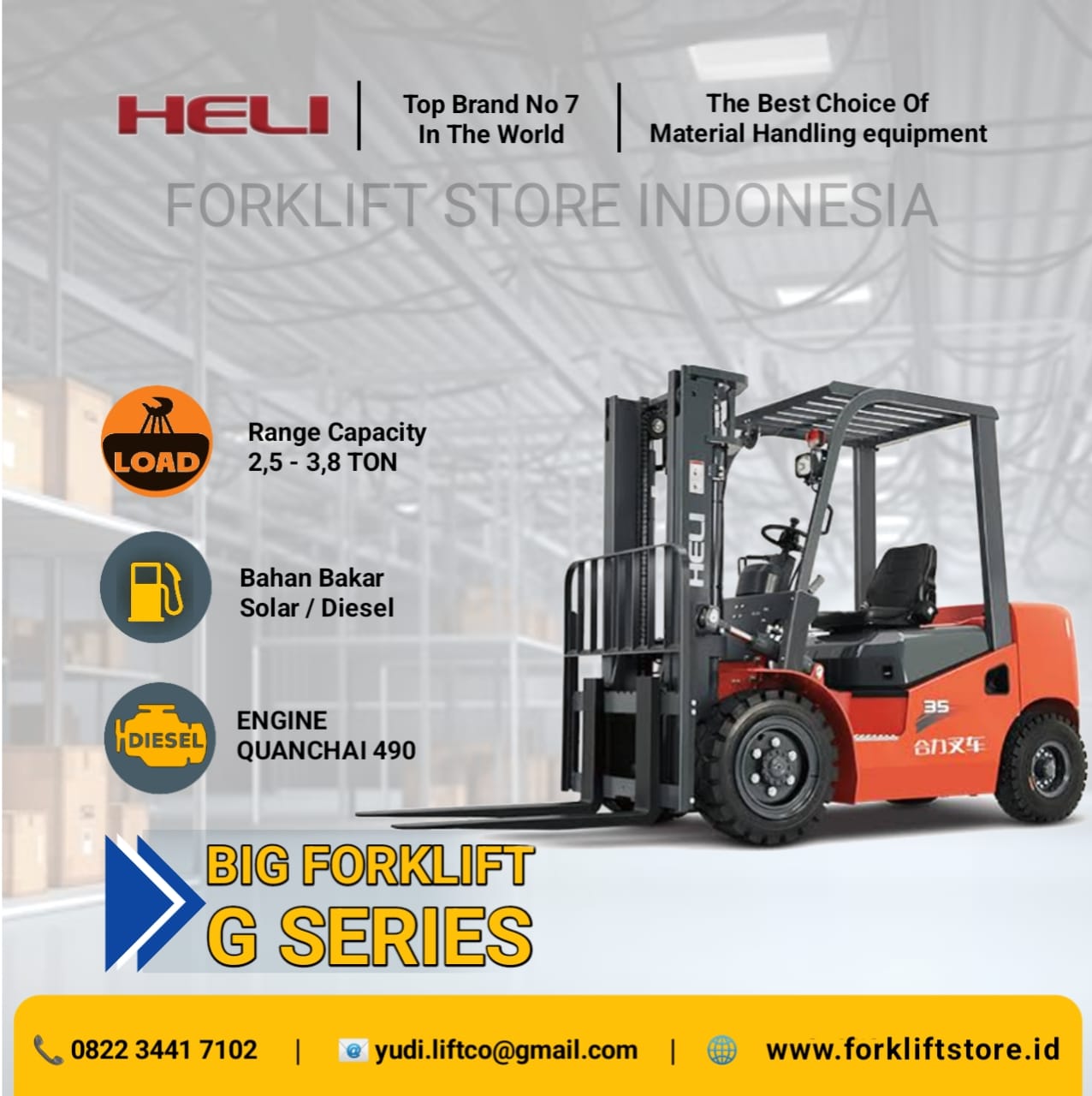 harga forklift diesel heli 3 ton engine Mitsubishi s4s dan quanchai