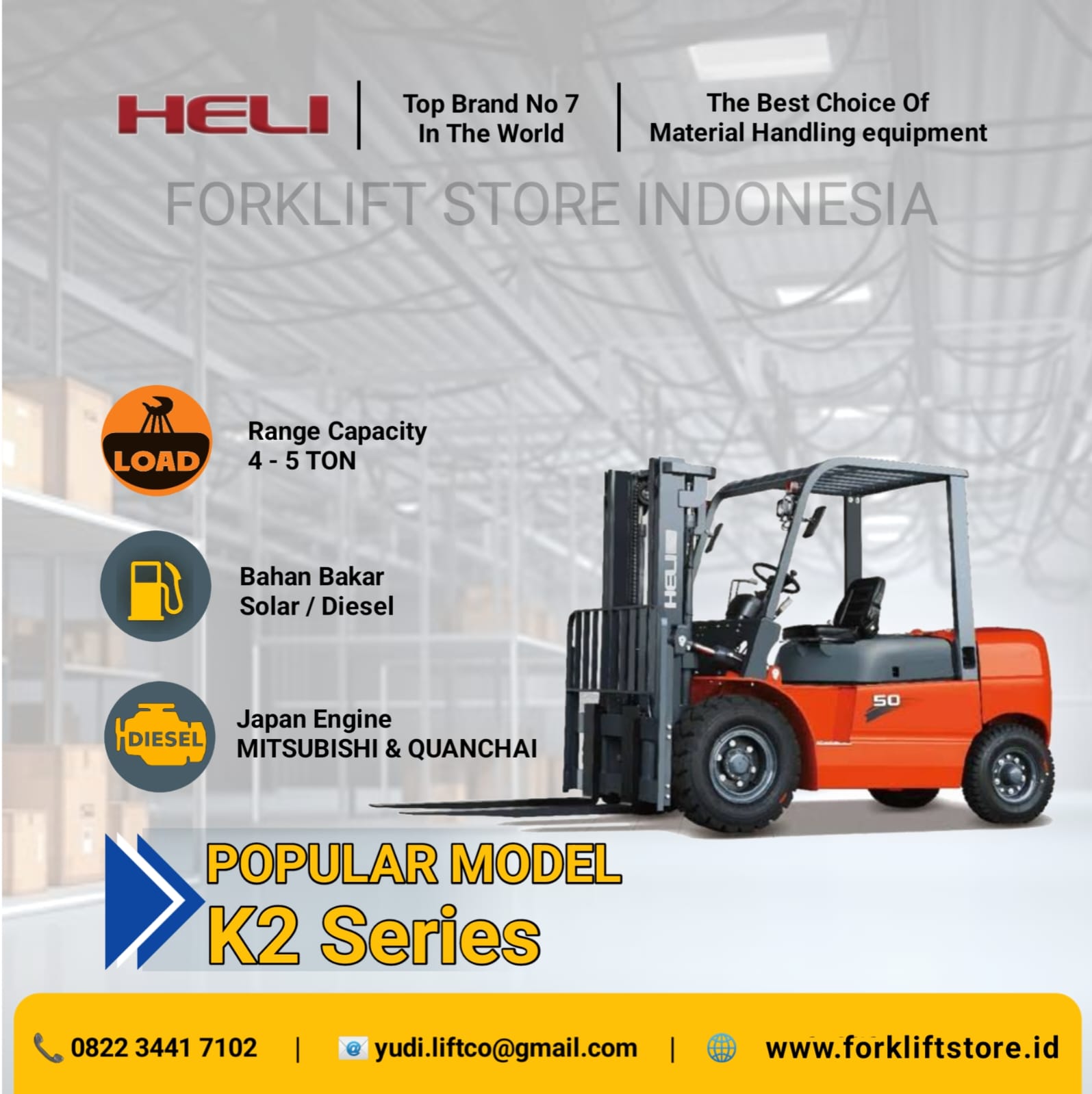 FORKLIFT DIESEL 4-5 TON HELI MITSUBISHI