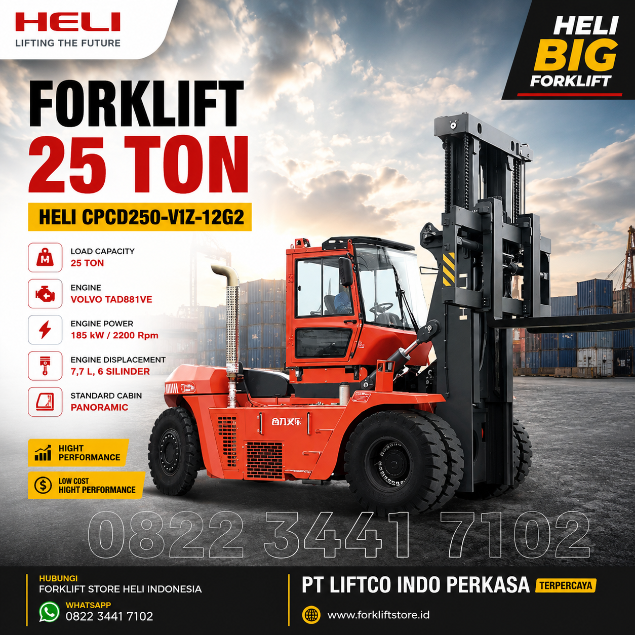 jual forklift 25 ton HELI CPCD250